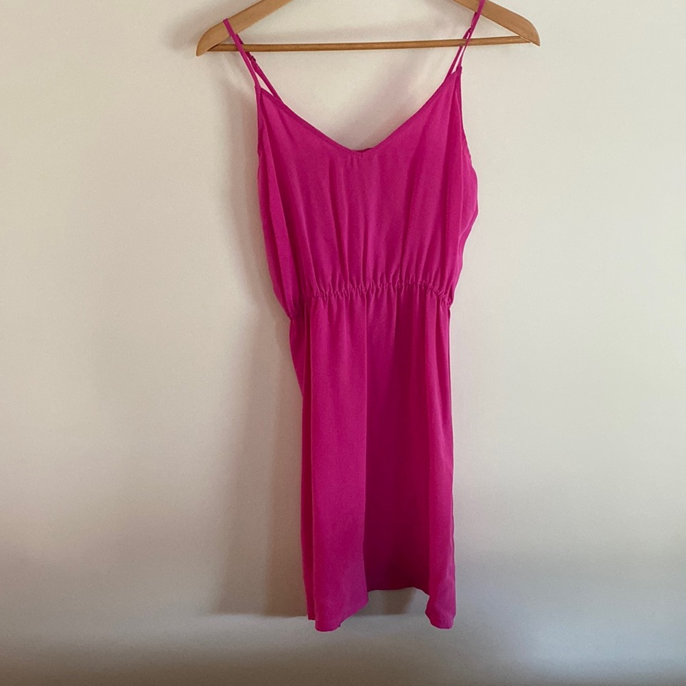 Pink, slip dress, spaghetti strap, wedding, Barbie